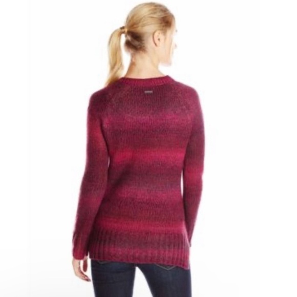 Prana LEISEL Cable Knit V-Neck Pullover Sweater Sz Small Black Plum Purple - Picture 3 of 5